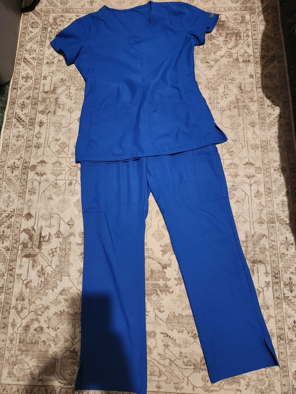 Med Couture Royal Blue Scrub Top and Jogger Pants